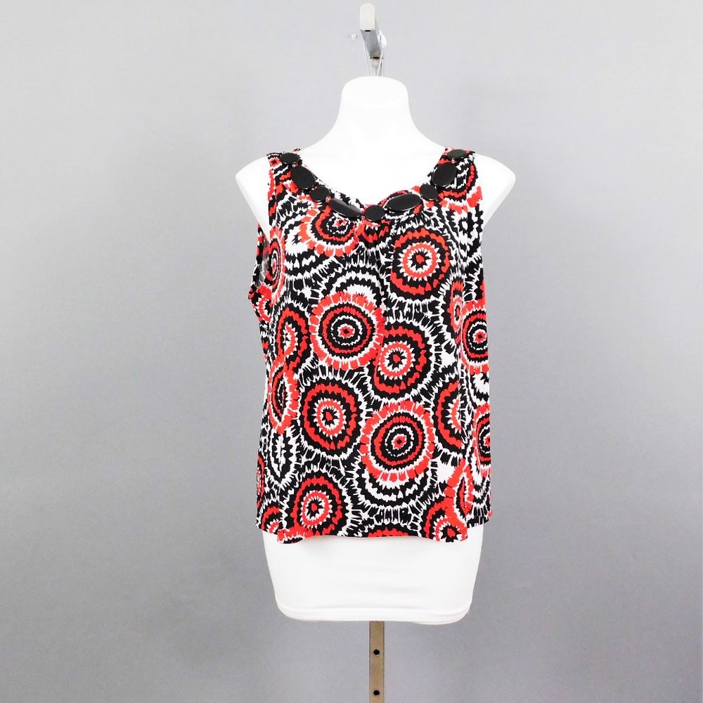 Ruby Rd Women‎ Shirt Red Black White PL